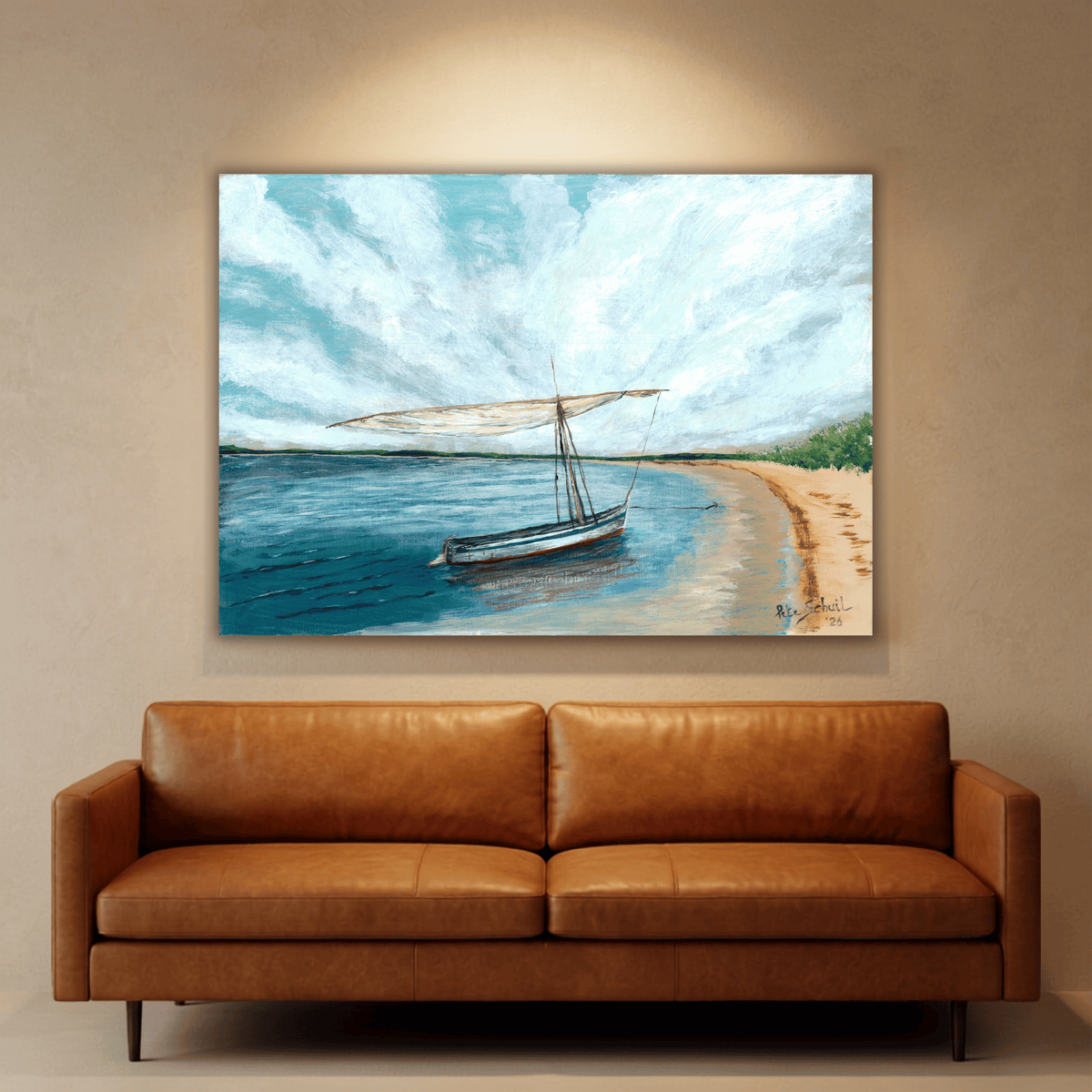 Dhow Spectacular, Vilanculos — original painting by Pete Schuil, fine-art canvas print
