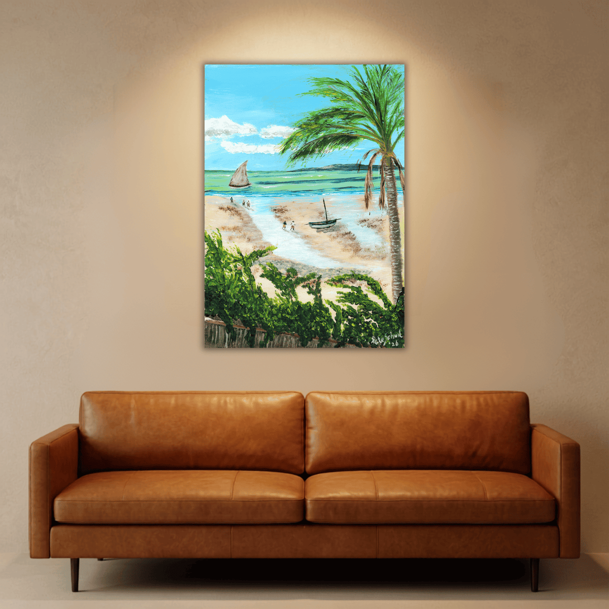View from Baobab Beach Lodge, Vilanculos — original painting by Pete Schuil, fine-art canvas print