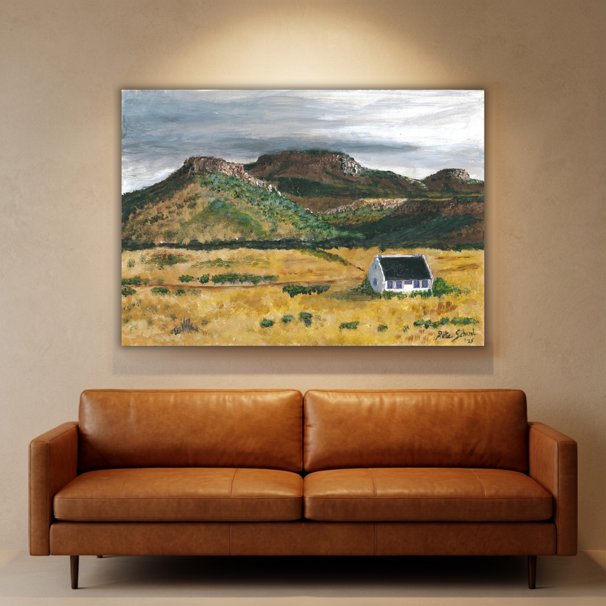 Karoo Farmstead — original painting by Pete Schuil, fine-art canvas print
