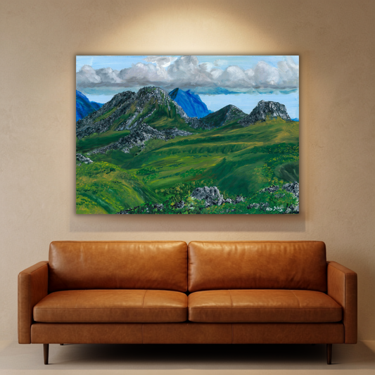 View of the Chimanimani Mountains from the Foothills — original painting by Pete Schuil, fine-art canvas print