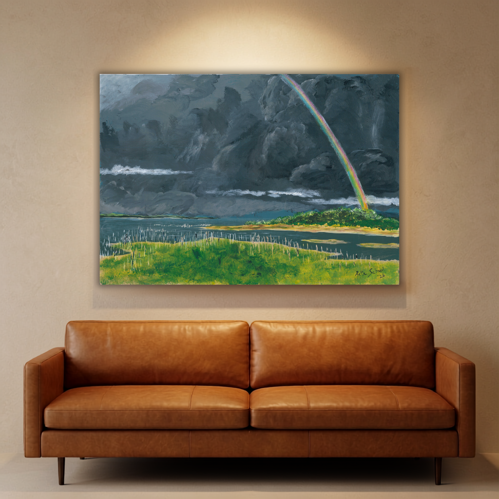 Storm over the Ume River Mouth, Kariba — original painting by Pete Schuil, fine-art canvas print